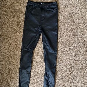 Shein, XS, Black Faux Leather Jeans